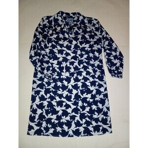 CeCe by Cynthia Steffe Women's 4 White Blue Bird Print Pattern Tunic Dress